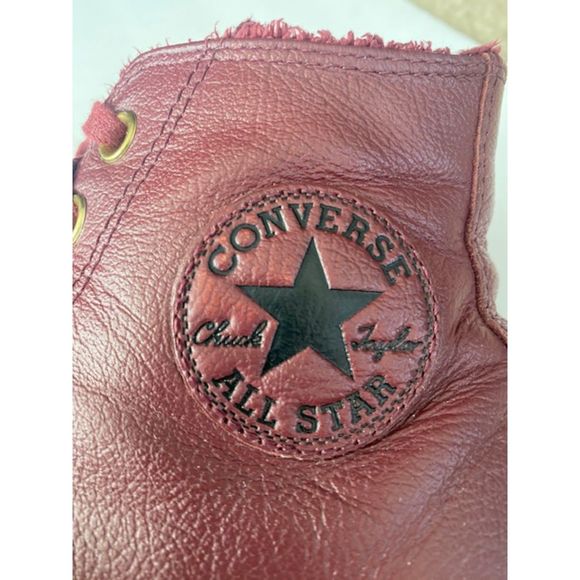 Fleece-Lined Leather Converse Chuck Taylor All Star Hi-Tops Sz 8.5 - Picture 6 of 8